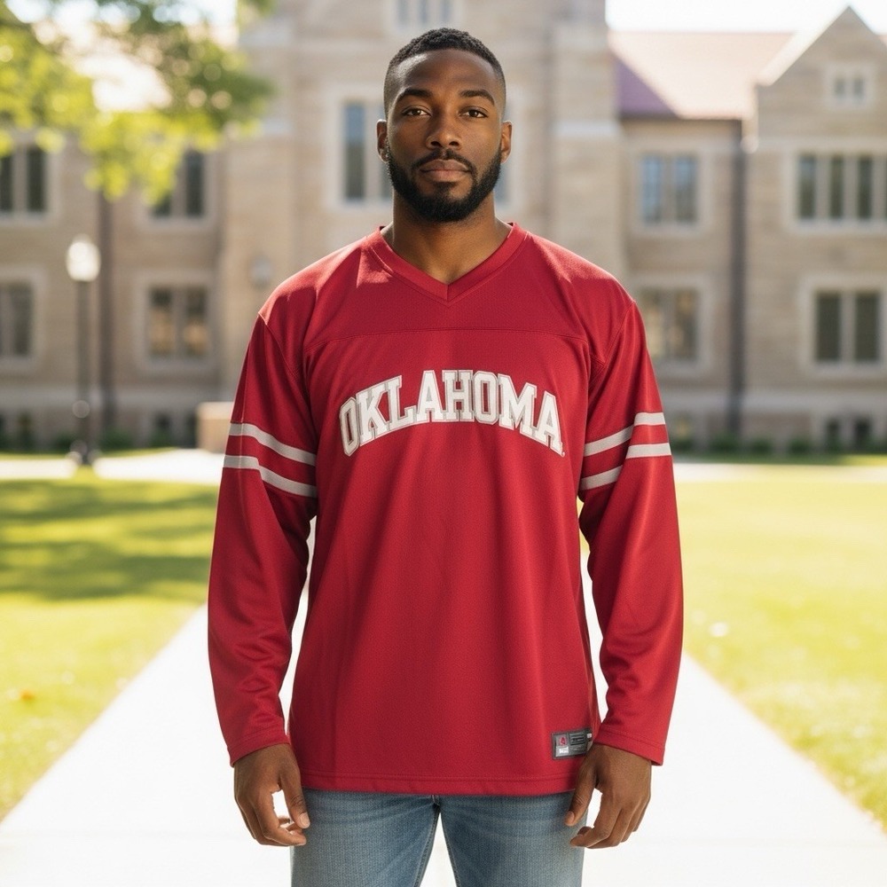 Oklahoma Sooners Long Sleeve Jersey Collegiate License Mens Size Extra Large NWT